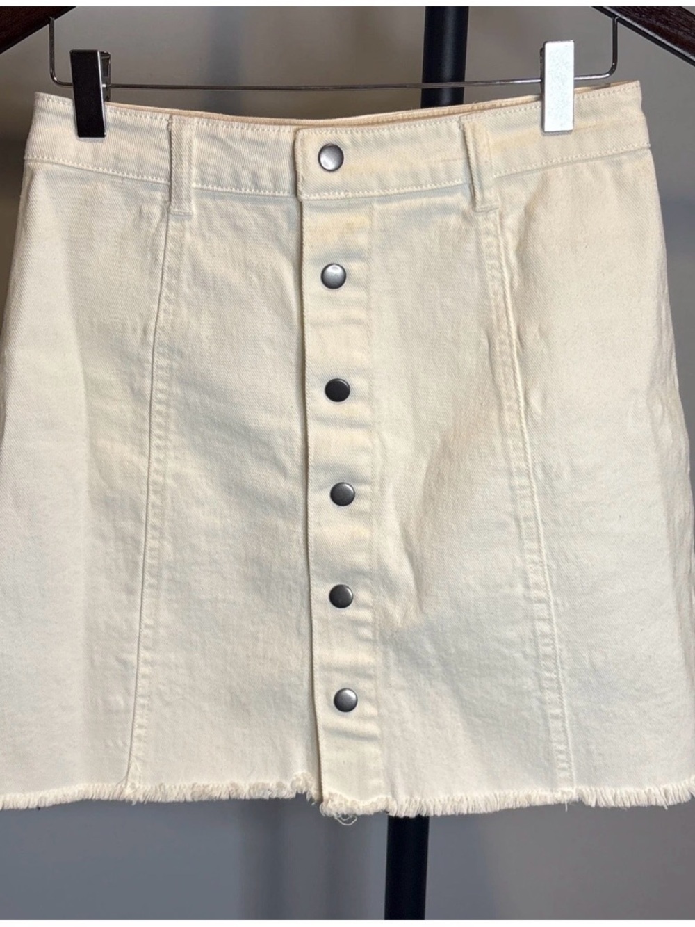 Harper Cream Button-Front A-Line Mini Skirt